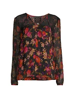 Silk Chiffon Floral Blouse