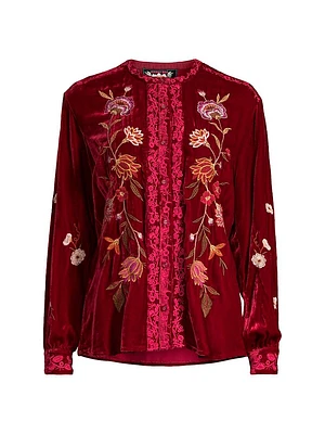 Quinn Velvet Embroidered Top