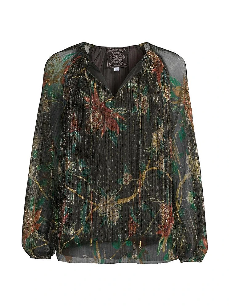 Evelina Metallic Floral Blouse