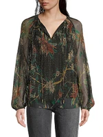 Evelina Metallic Floral Blouse