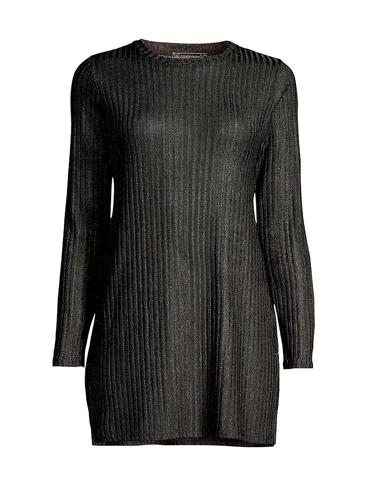 Jenna Metallic Rib-Knit Tunic