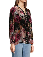 Rosa Velvet Puff-Sleeve Oversized Shirt