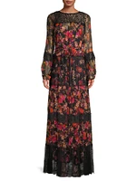 Silk Floral Lace Maxi Dress