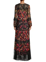 Silk Floral Lace Maxi Dress