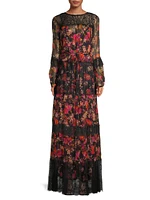 Silk Floral Lace Maxi Dress