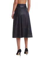 Faux Leather Belted Midi-Skirt