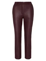 Faux Leather Crop Straight Trousers