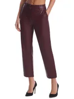 Faux Leather Crop Straight Trousers