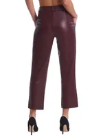 Faux Leather Crop Straight Trousers