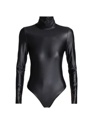 Matte Metallic Turtleneck Bodysuit