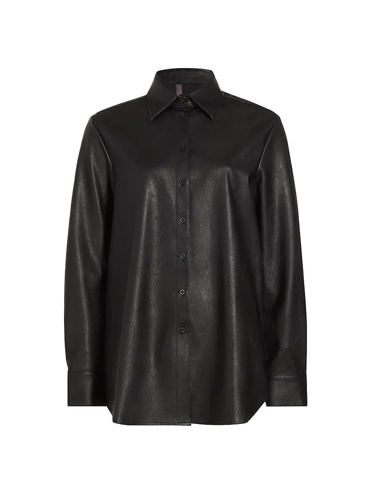 Faux Leather Oversized Shirt