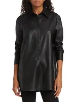 Faux Leather Oversized Shirt