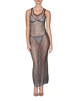 Rhinestone-Embellished Fishnet Dress