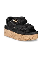 70MM Logo Raffia Platform Sandals