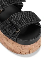 70MM Logo Raffia Platform Sandals