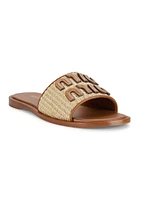 Logo Raffia Slip-On Sandals