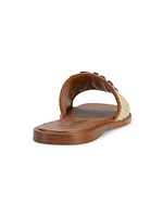 Logo Raffia Slip-On Sandals