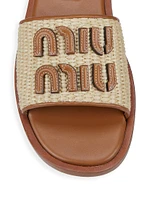 Logo Raffia Slip-On Sandals