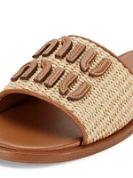 Logo Raffia Slip-On Sandals