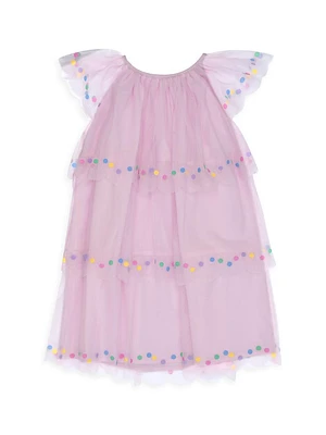 Little Girl's & Girl's Dot Print Tulle Dress