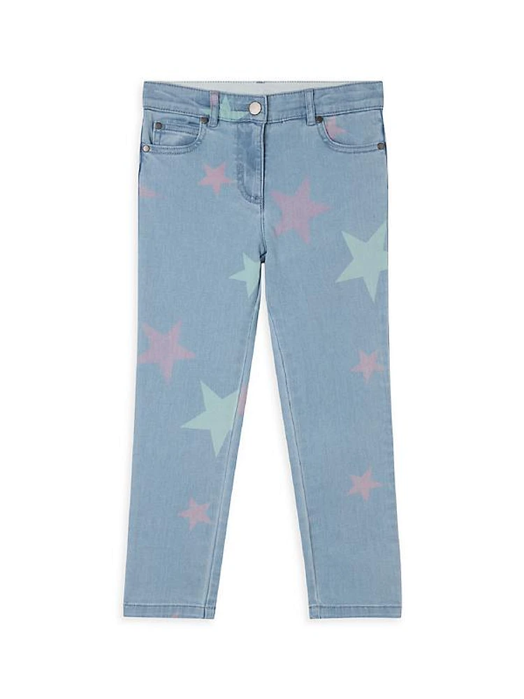 Little Girl's & Girl's Multicolor Stars Skinny Jeans