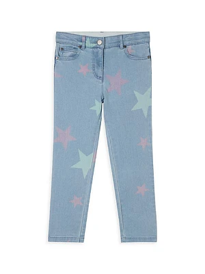 Little Girl's & Girl's Multicolor Stars Skinny Jeans