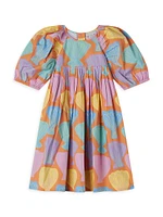 Little Girl's & Seashell Puff-Sleeve Dress