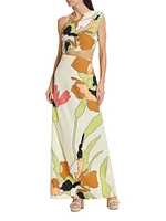 Floral Asymmetric Cut-Out Maxi Dress