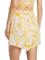 High Point Floral Linen Miniskirt