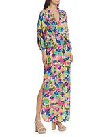 Draped Floral Maxi Dress