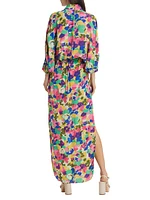 Draped Floral Maxi Dress