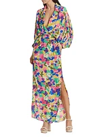 Draped Floral Maxi Dress