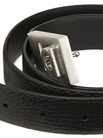 Adjustable Gancini Leather Belt