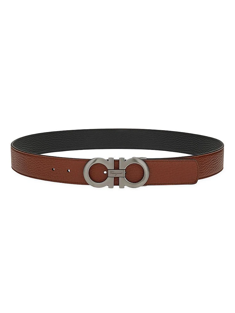 Reversible Gancini Leather Belt