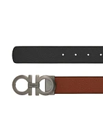 Reversible Gancini Leather Belt