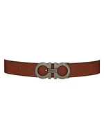 Reversible Gancini Leather Belt