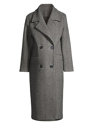 Amanda Herringbone Wool Double-Breasted Maternity Coat