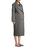 Amanda Herringbone Wool Double-Breasted Maternity Coat