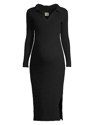 Jolie Wool-Blend Rib-Knit Maternity Sweaterdress