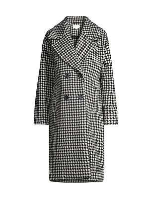 Kimberly Houndstooth Wool Double-Breasted Maternity Coat