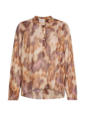 Maria Abstract-Print Cotton Long-Sleeve Shirt