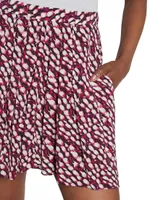 Violaine Abstract-Print Pleated Miniskirt