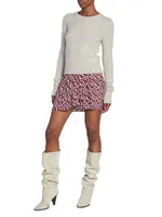 Violaine Abstract-Print Pleated Miniskirt