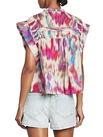 Leaza Tie-Dye Pleated Top