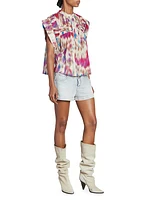 Leaza Tie-Dye Pleated Top