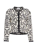 Deliona Abstract-Print Cotton-Blend Cropped Jacket