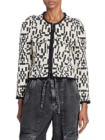 Deliona Abstract-Print Cotton-Blend Cropped Jacket