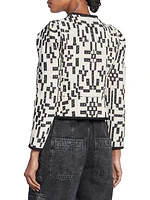 Deliona Abstract-Print Cotton-Blend Cropped Jacket