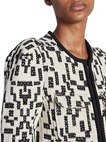 Deliona Abstract-Print Cotton-Blend Cropped Jacket