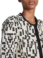 Deliona Abstract-Print Cotton-Blend Cropped Jacket